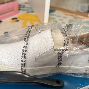 White Perforated Slip-On Sneakers